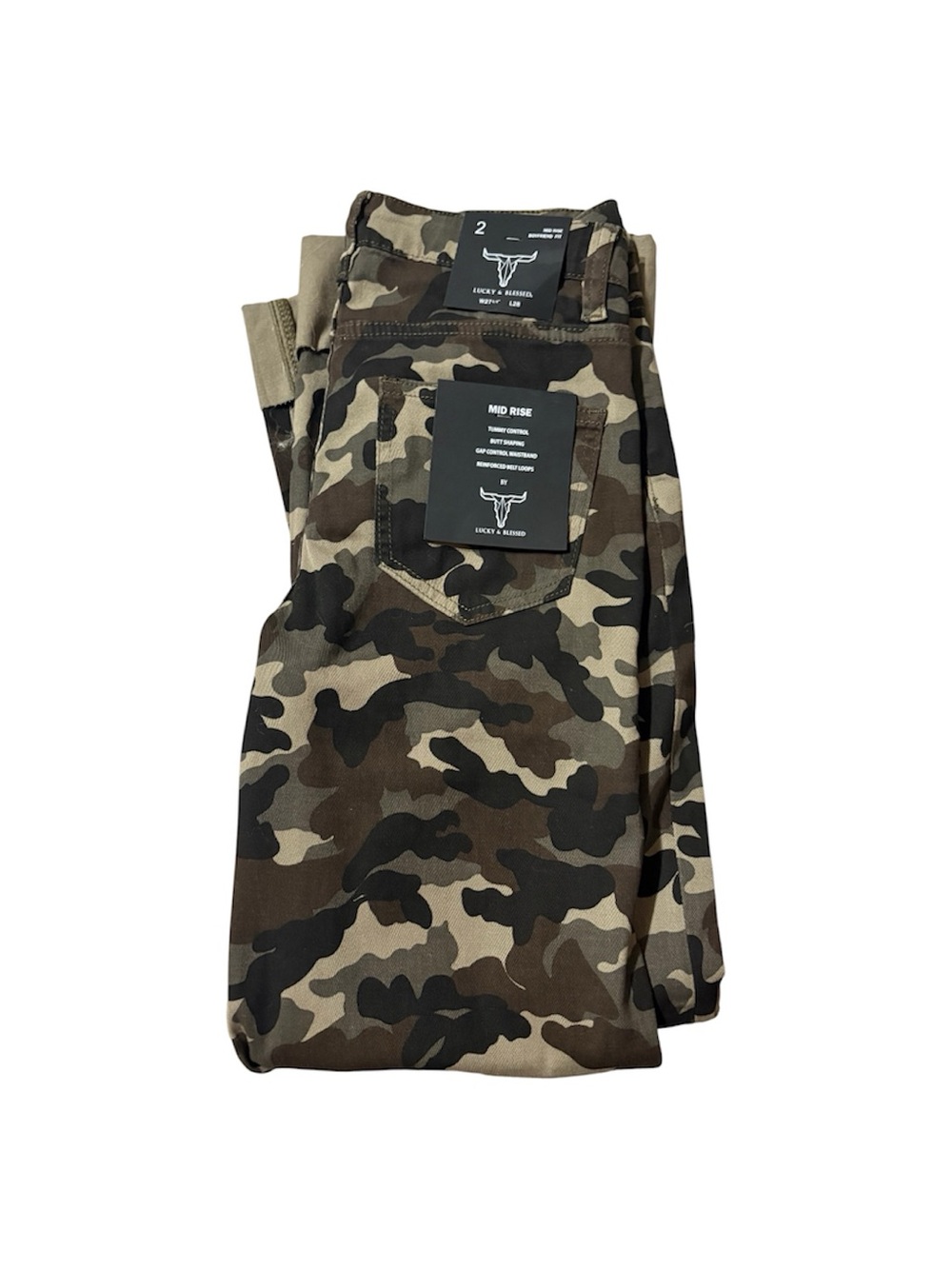 Lucky & Blessed Camo Cargo Pants in Olive, Brown & Black - Picture 8 of 11